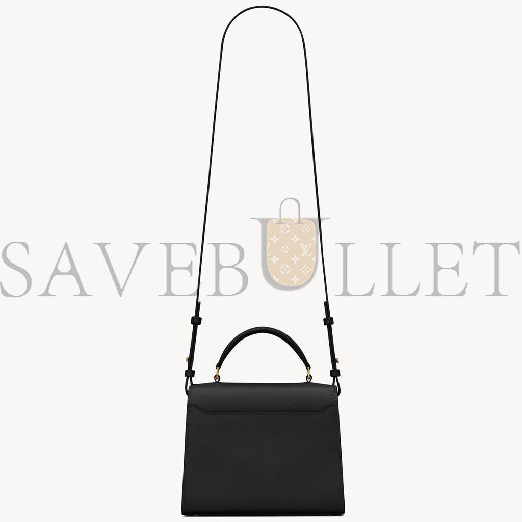 YSL CASSANDRA MINI TOP HANDLE BAG IN GRAIN DE POUDRE EMBOSSED LEATHER 623930BOW0W1000 (20*16*7.5cm)